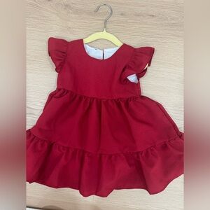 Charming Red Ruffle Sleeve Kids Dress